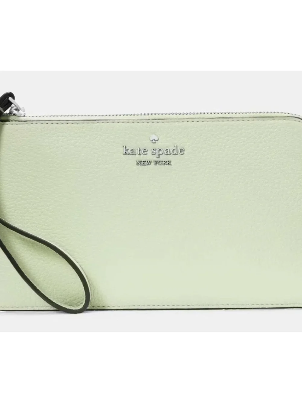 S Kate Spade Lucy Light Lime Green Leather Medium L-Zip Wristlet KE574 NWT $139